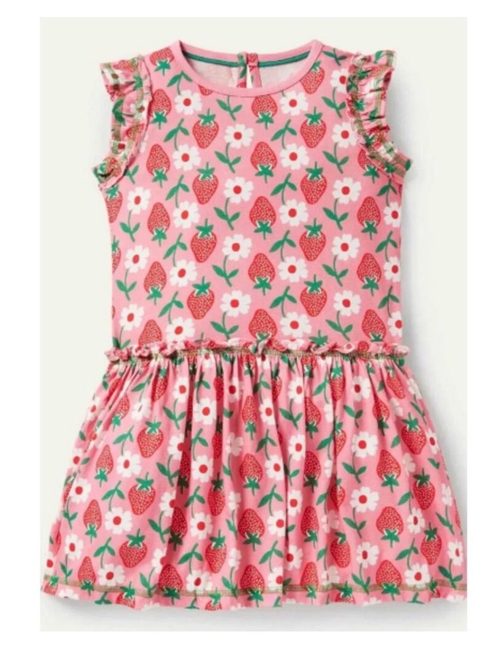 Mini Boden Other - Mini Boden Girl's Frill Detail Jersey Dress 11-12Y In Red Strawberry Casual